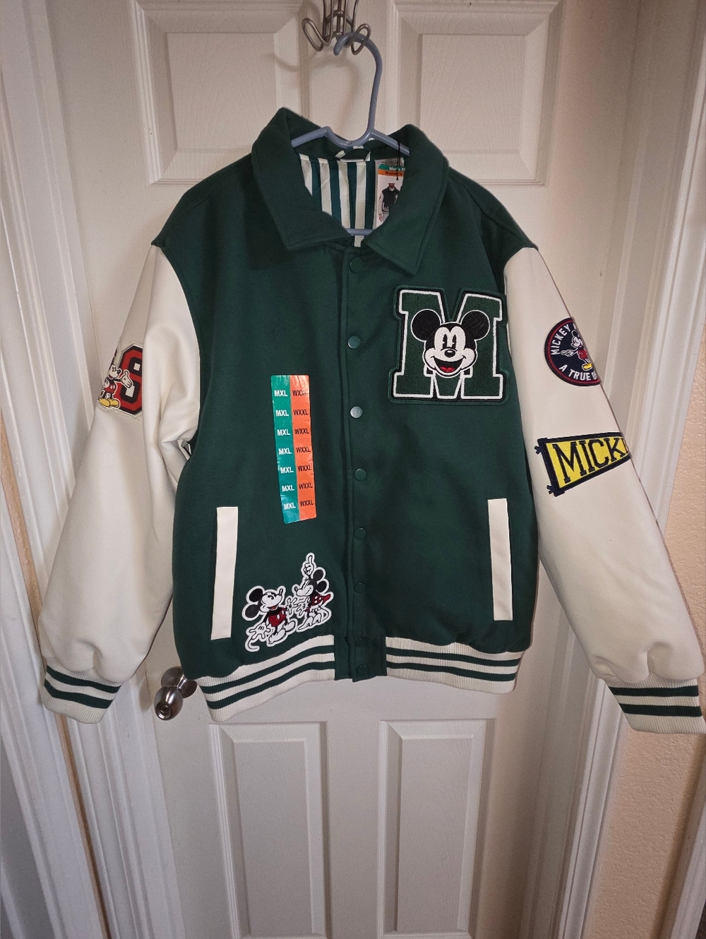 NEW Disney Green & White Varsity Jacket- Unisex XL/XXL